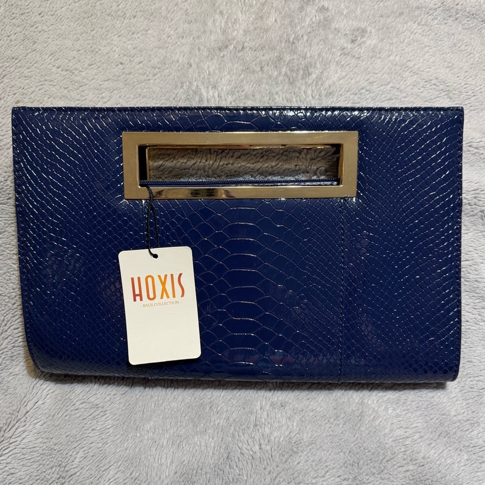 Slim Clutch with Gold Accent Handles